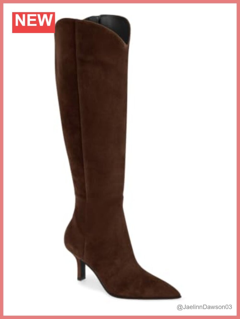 Kitten Heel Knee High Boots Pointed Toe Faux Suede Tall Dress Boots